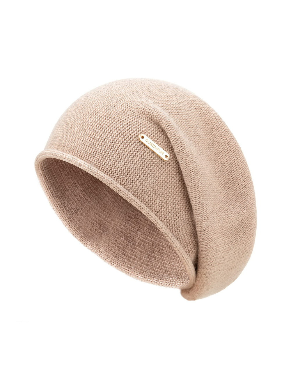 Knit Slouchy Beanie Hats for Women Cashmere Ski Cap | Rose Pink | Size OS
